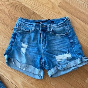 High rise distressed shorts